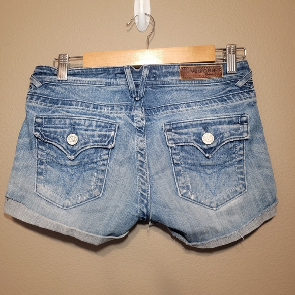 VIGOSS The New York Denim Jean Shorts Size 27 Flap Pocket Thick Stitch Y2K - Picture 3 of 7